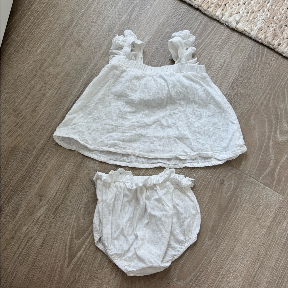 White Ruffled Baby Dress Set